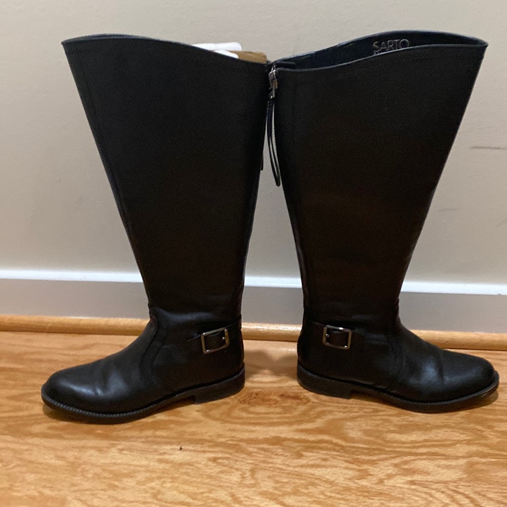 Franco Sarto Black Leather Wide Calf boots, 5.5M